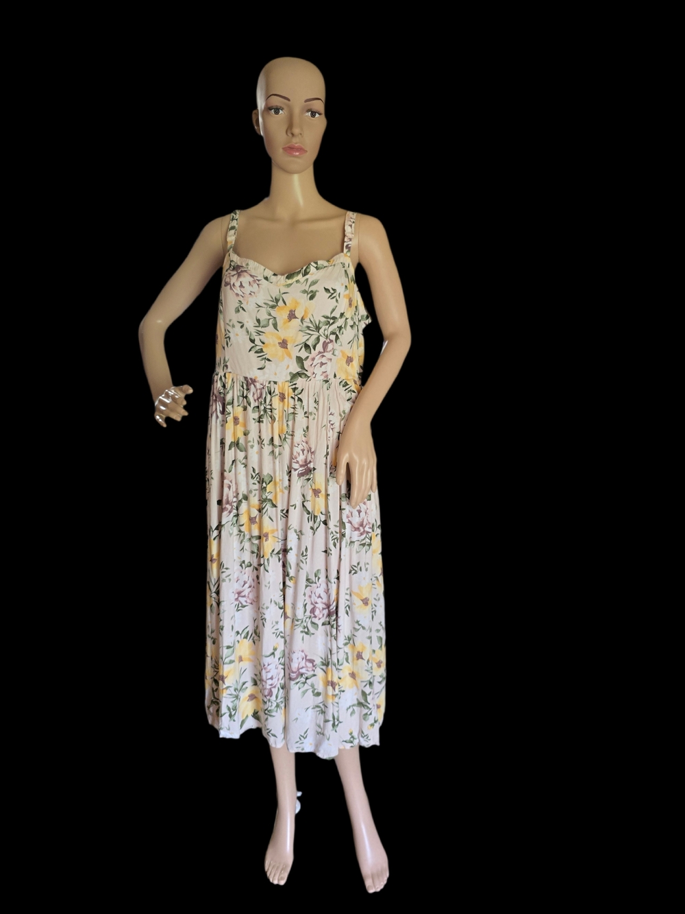 torrid Floral Midi Dress in Cream with Yellow Flowers - Picture 1 of 7